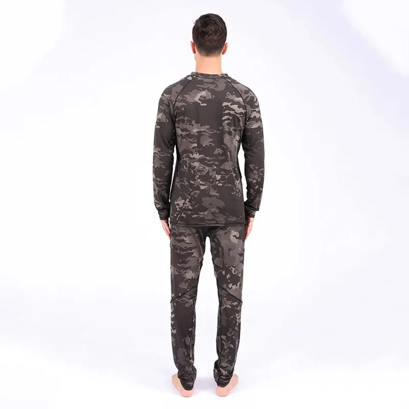 Men\'s Tactical Warm Underwear Set Outdoor Sports Cycling Suit Breathable Tight Fitting Sweat Wicking Winter Underwear Long Style