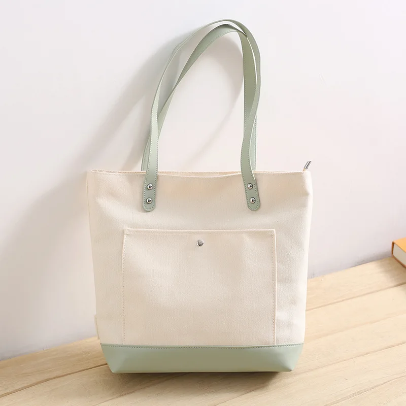 Korean Shoulder Bag for Women 2024 New Girl Handbags Large Student Tote Book Bag Blank Canvas Fashion Casual Big Female Shoppers