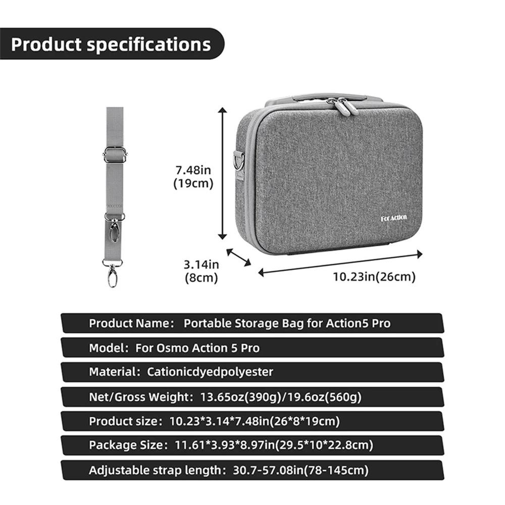 1Pcs Storage Bag For Oso Action 5 Pro Accessories Storage Bag Portable Travel Case Camera Handbag Pressure And Fall Resistant