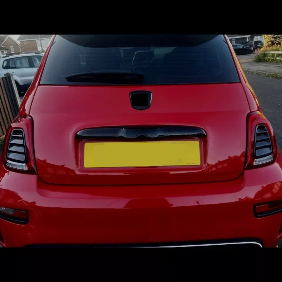 ل أبارث/فيات 500 595 695 الكربون سيارة الجذع مقبض غطاء الكسوة الباب الخلفي الذيل الباب الديكور قطاع ملصق