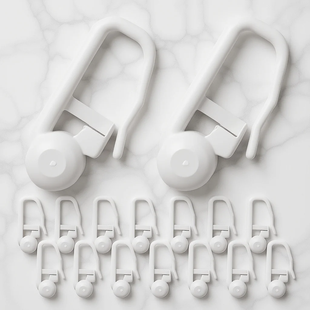 

50Pcs Curtain Hooks Easy Install Flexible Movement Heavy Curtains Unique Pull Out Design White Bed Curtain Hooks
