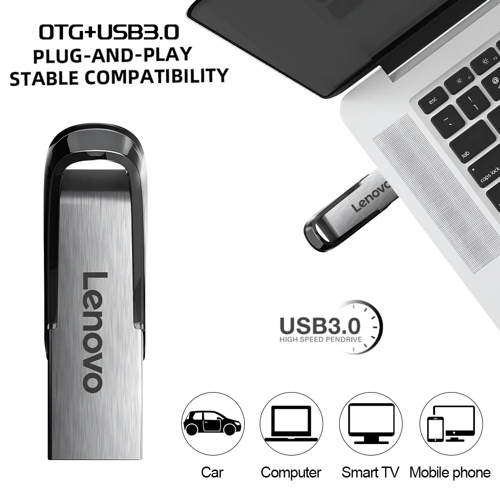 لينوفو 3.0 محرك فلاش USB 2 تيرا بايت محرك القلم المعدني 1 تيرا بايت ذاكرة USB 512 جيجابايت محرك القلم مقاوم للماء 128 جيجابايت للأجهزة اللوحية