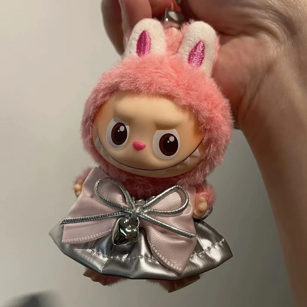 

NEW 10cm Doll Clothes for SkullPanda Moonlight Doll Trendy Pendant Doll Clothes Elegant And Fashionable Dress Silver Mini Dress