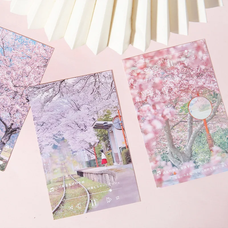 30 Sheets/Set Cherry Blossom Miss You Series Postcard Japanese Fresh Flowers Greeting Message Cards Student Gift