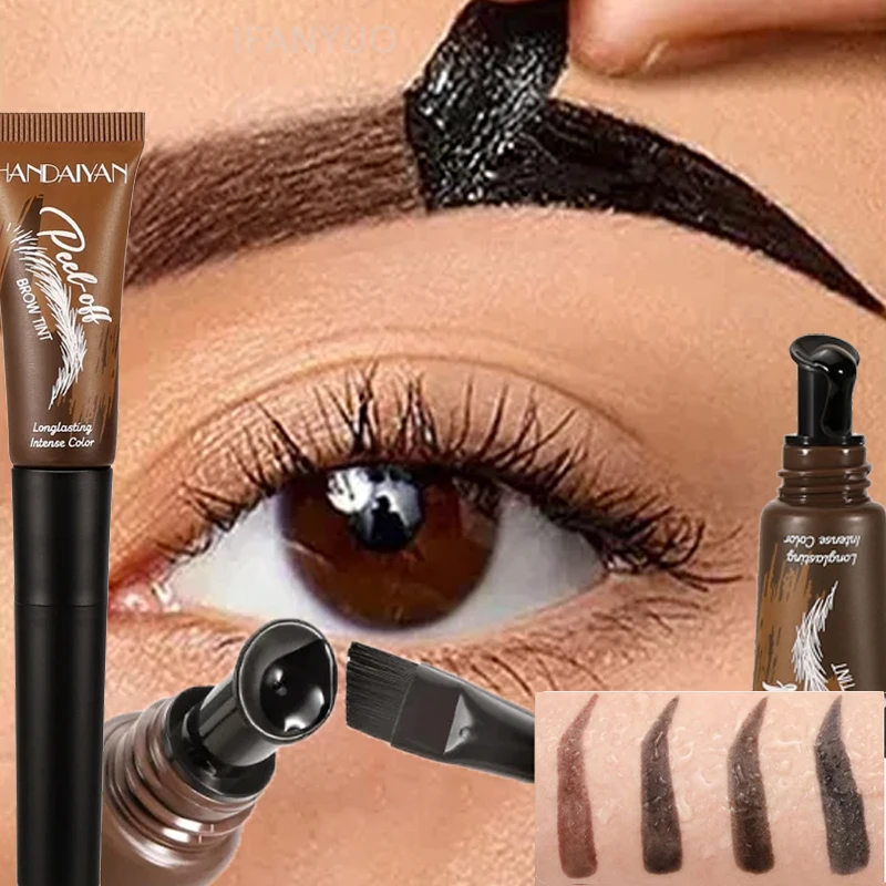 Gel para Cejas Desprendible de 5 Colores con Cepillo Integrado, Color Intenso de Larga Duración, Resistente al Sudor, Tinte Semipermanente para Cejas, Maquillaje de Ojos