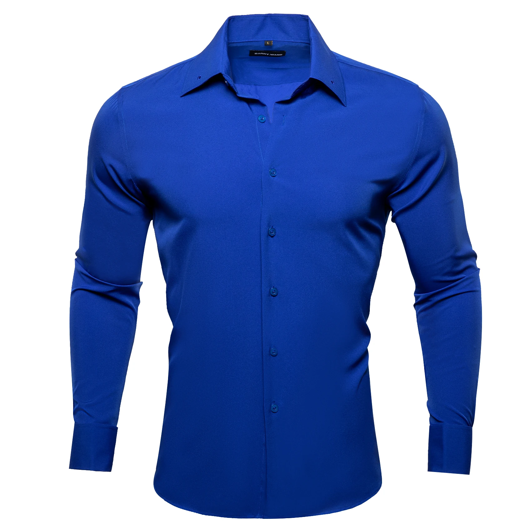 Brand New Silk Mens Royal Blue Shirt Luxury Floral Printed Long Sleeve Shirts Slim camisa masculina for Business Wedding Gifts