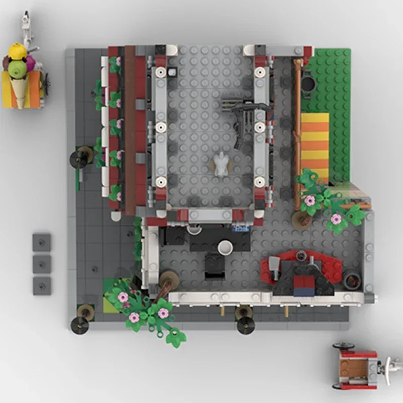 MOC Blocos de Construção Para Crianças, Modelo Street View, Chinatown Office, Tijolos Técnicos, Montagem DIY, Brinquedos De Construção, Presentes De Férias