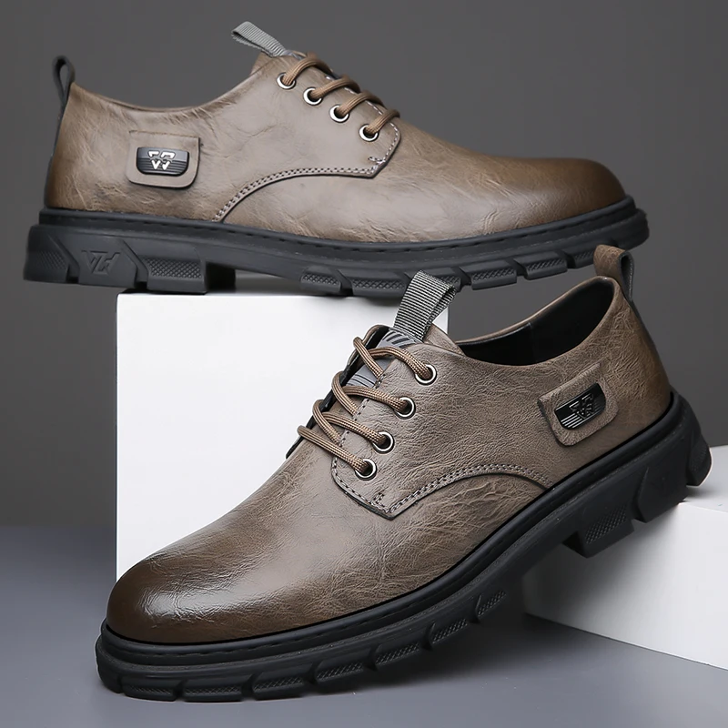

Retro men's leather shoes Leisure British style design Office or business Autumn and winter leather shoes dress Adult Hot