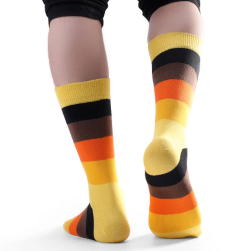 5 Pairs Large Big Size EU 46,47,48 Men's Happy Colorful Striped Plus Size Socks Harajuku Combed Cotton Sock Male Christmas Gift