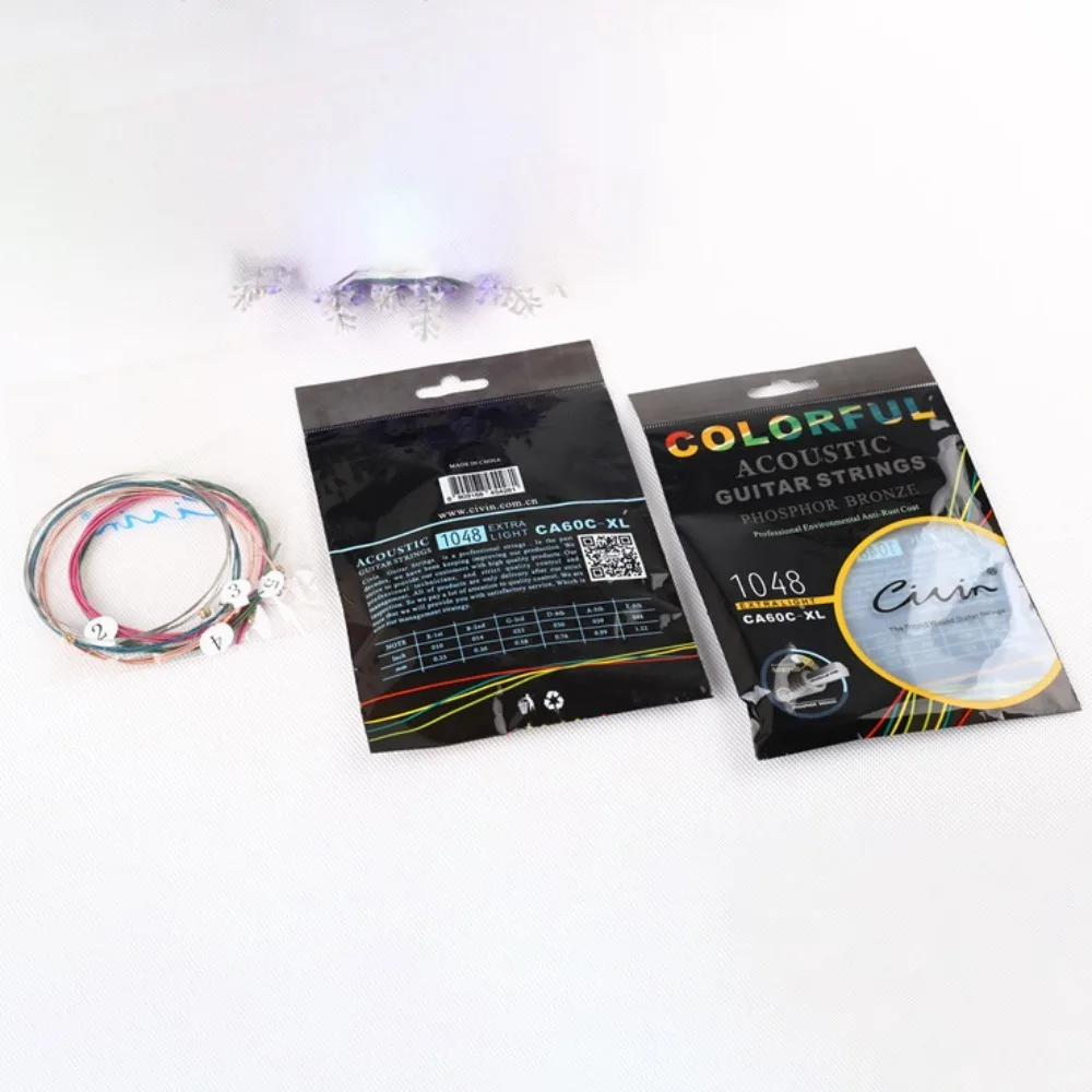 6 sztuk/zestaw Tęczowe struny do gitary akustycznej Struny do gitary Części do gitary Elektryczna gitara Pasek na ramię Kolorowy uniwersalny