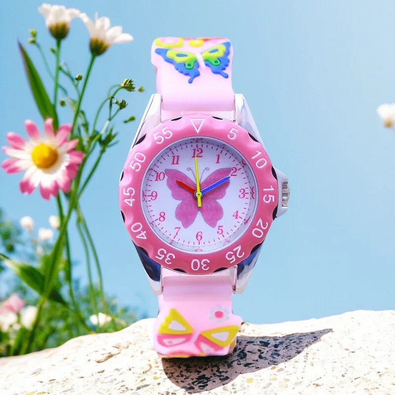 

Детские цифровые кварцевые часы для мальчиков и девочек, милые розовые часы с мягким ремешком для учеников начальной школы, подарки для детей