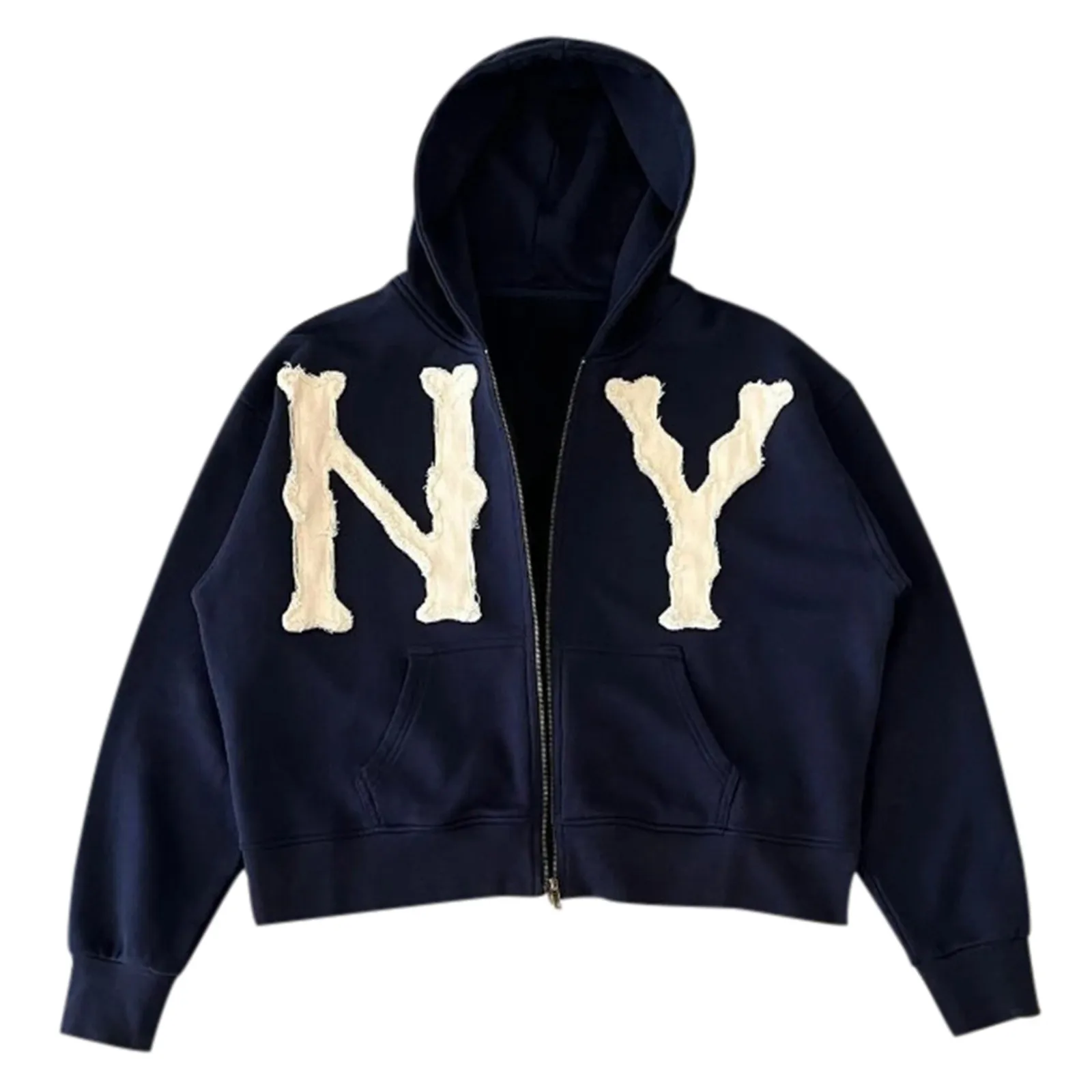 NY Brief Gedruckt Stickerei Hoodies Herren Zip Up Kapuzenjacke Lässige Hip Hop Streetwear Jacke Reißverschluss Kapuzenpullover Für Männer