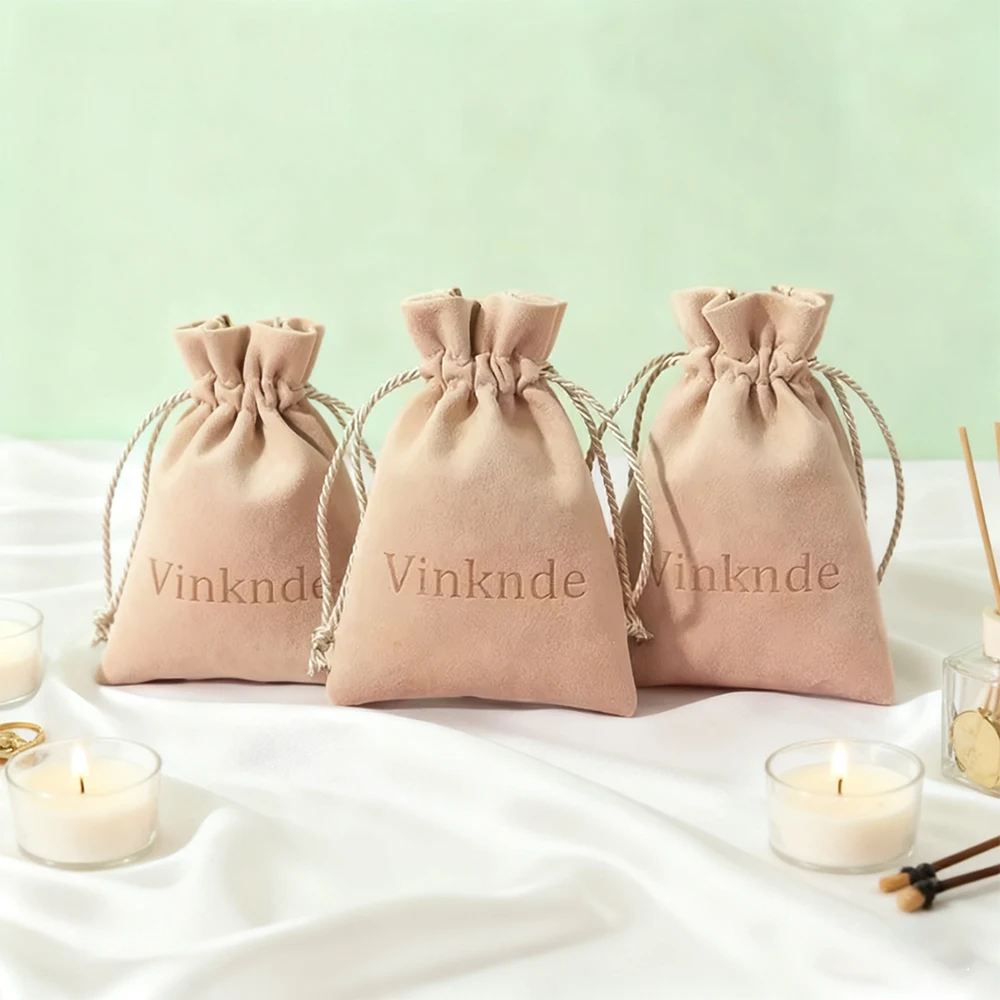 

Custom Logo Microfiber Velvet Gift Bag Jewelry Drawstring Storage Pouches Travel Ring Earrings Necklace Bracelet Organizer Sack