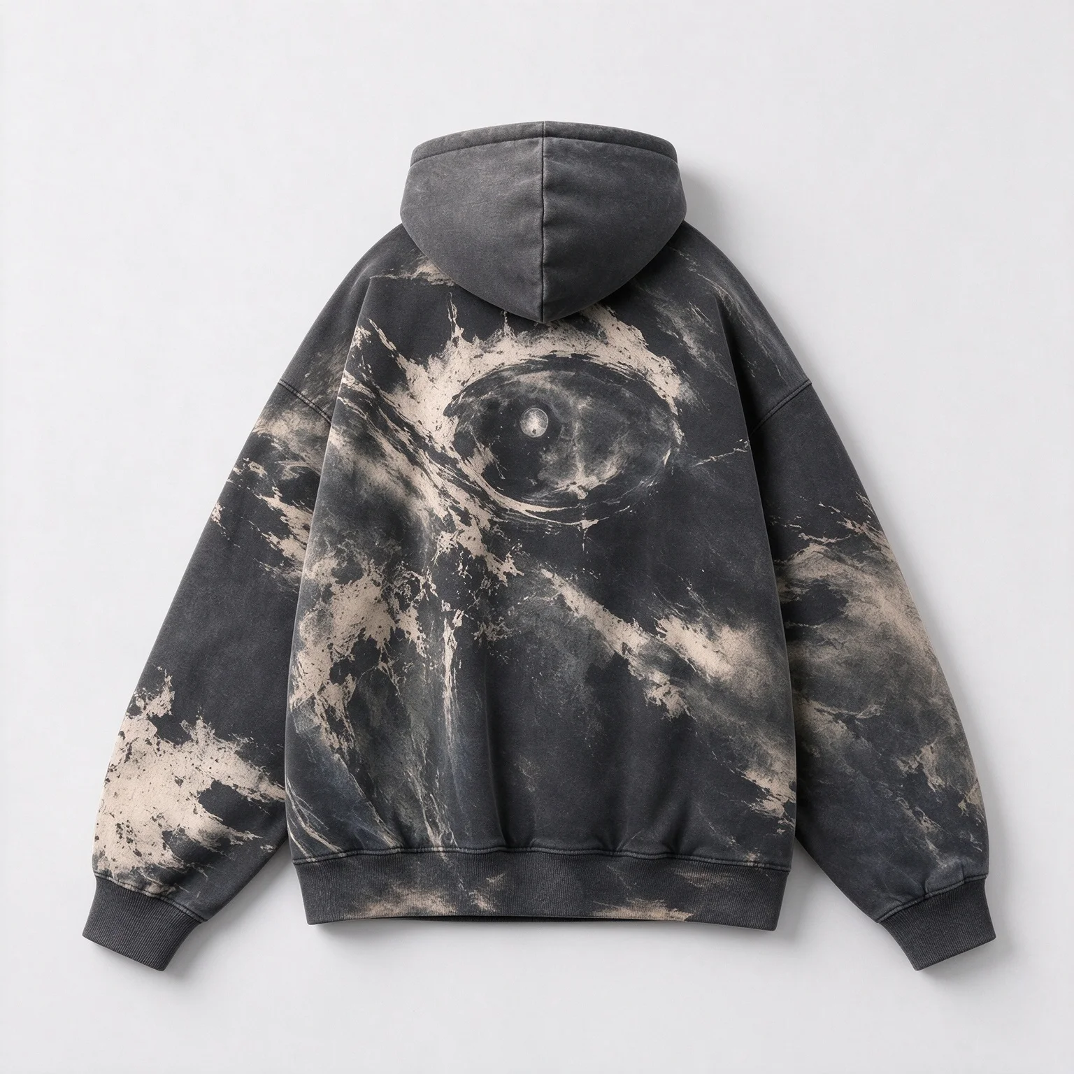 Washed Vintage Hoodie Men Women Abstract Eye Graphic Tie Dye Oversized Streetwear Casual Long Sleeve Pullover Sweatshirt