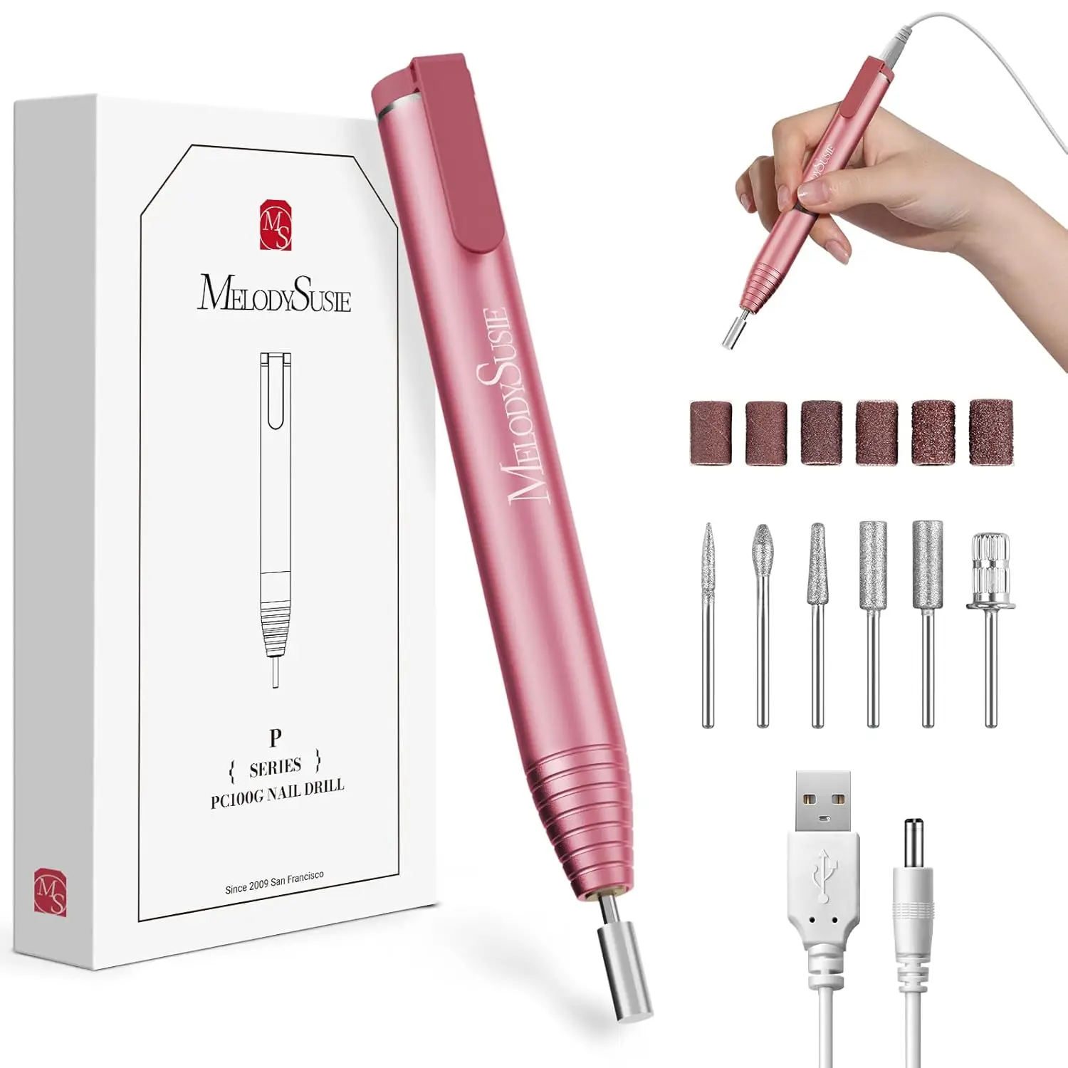 

Slim Ergonomic Pen-Shaped USB Nail Drill, 20000RPM Portable Electric File for Manicure, Pedicure, Shaping & Gel Removal at Home