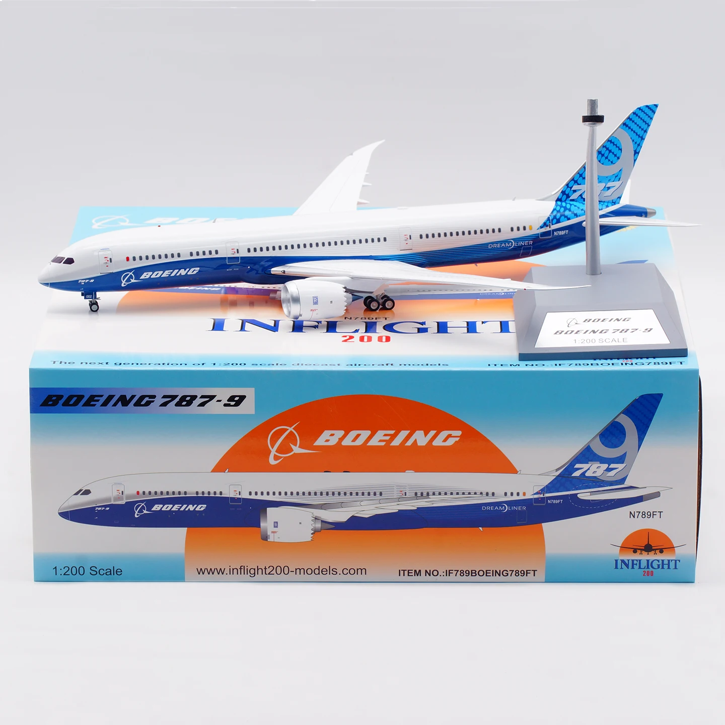 

IF789BOEING789FT Alloy Collectible Plane Gift INFLIGHT 1:200 Boeing B787-9 "House Color" Diecast Aircraft Jet Model N789FT