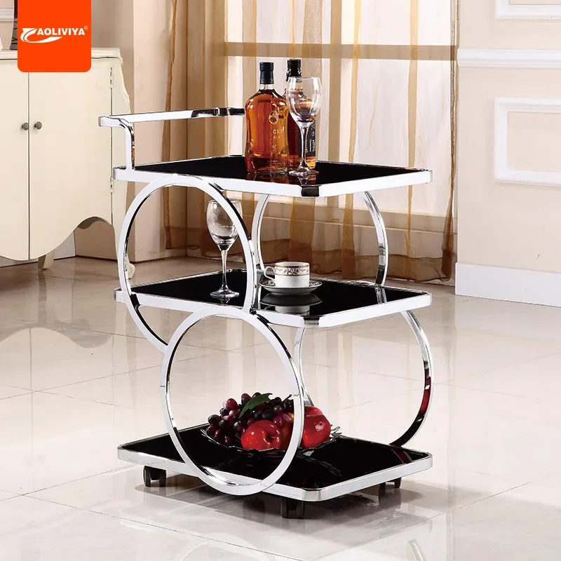 شاحنة تقديم وتسليم مطعم الفندق من AOLIVIYA شاحنة شاي من الفولاذ المقاوم للصدأ ثلاثية الطبقات شاحنة كعكة ديم سوم عربة متنقلة