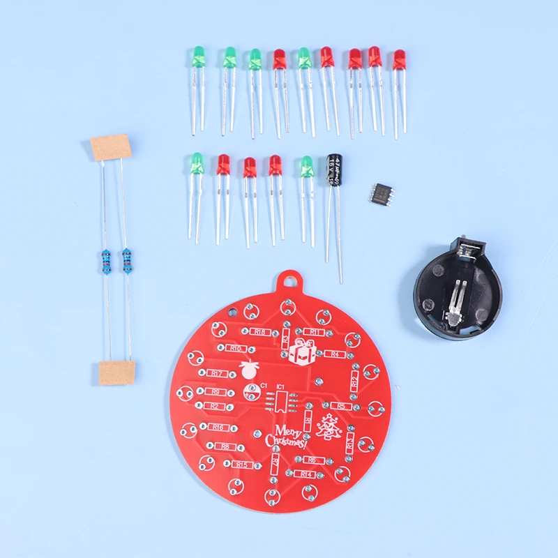 [ZY44] DIY Electronic Kit NE555 Red LED Christmas Tree Decoration Flashing Light Electronic Component Fun Soldering DC 3V