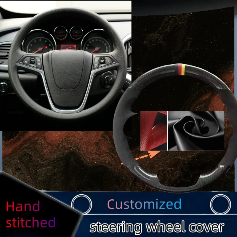 

Car Steering Wheel Cover For Opel Astra (J) 2009-2015 Meriva (B) 2010-2017 Zafira (C) Hand-stitched Carbon Fiber Leather