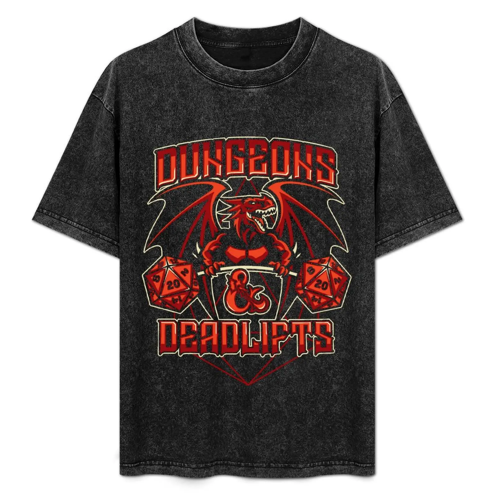 

Fantasy Roleplaying On The Table Dungeons And Deadlifts Vintage T-Shirt vintage street wear mens t shirt graphic