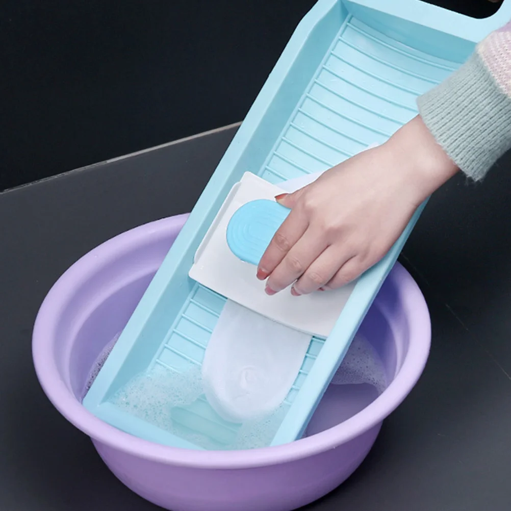 

Mini Washboard Household Washing Hand Clothes Laundry Anti-slip Sock Blue Long Portable Compact Travel Flexible PP Durable Easy