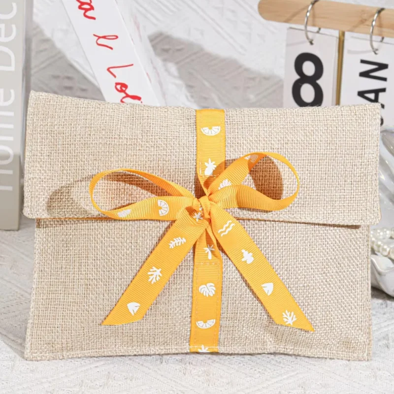 

Джутовая сумка-конверт для ювелирных изделий, упаковка для макияжа, натуральный экологически чистый мешковина, конопля, джутовый мешок для пыли