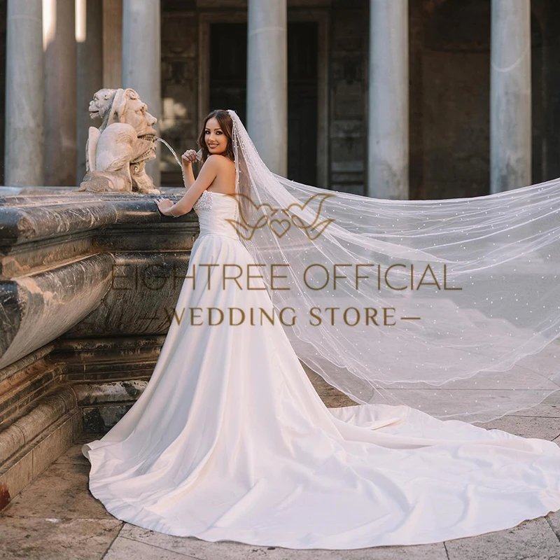 Eightree-Robe de mariée A-ligne avec perles chérie, robes de patients de balayage train, robe blanche élégante, Rhde mariage, tout ce qui est personnalisé, 2025