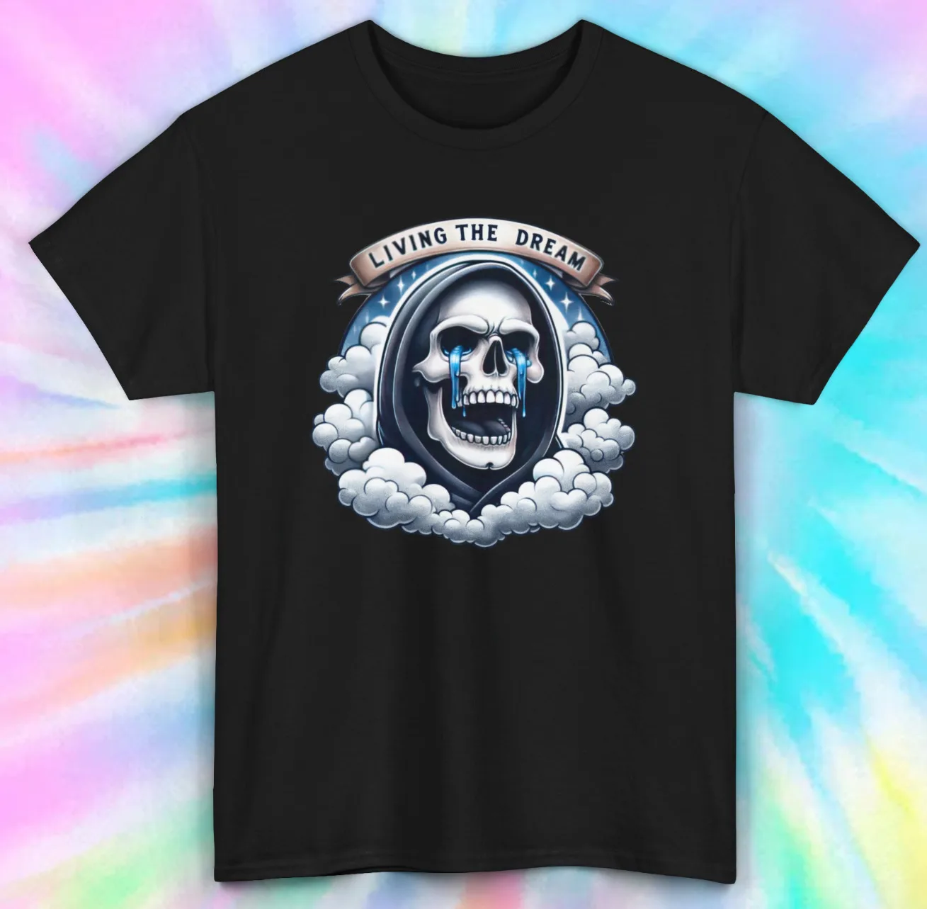 

Living the Dream Skull Tee | Sarcastic Slogan | Gothic Graphic Shirt | S-5XL