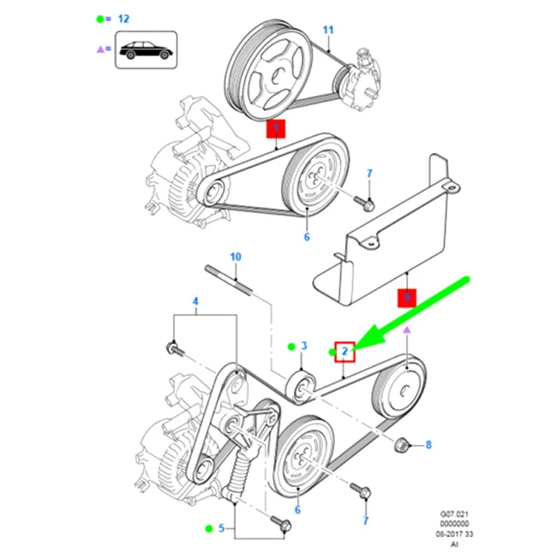 2X Car Engine Fan Belt Serpentine Drive Belt For Ford Ranger 2.2L Everest 2011- 7PK3143 FB3Q-6C301-GA FB3Q6C301GA