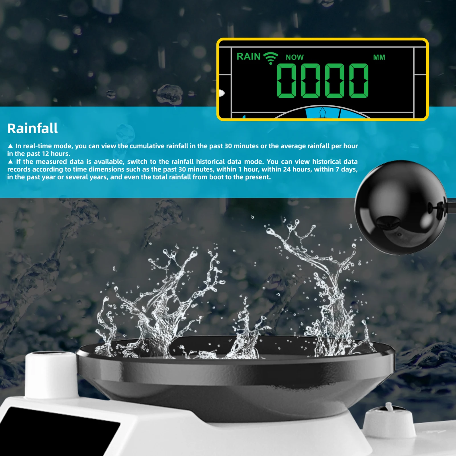 

Wireless Weather Station Indoor Outdoor Thermometer Humidity Display Monitor Digital Weather Forecast with Sensor USB Port