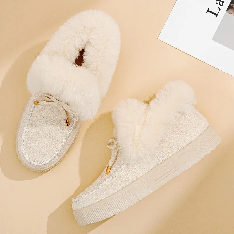 شتاء جديد المرأة أحذية الثلوج مريحة أفخم أحذية قطنية للنساء موضة القوس المتسكعون السيدات أحذية بوت قصيرة مسطحة عادية 36-43 #3