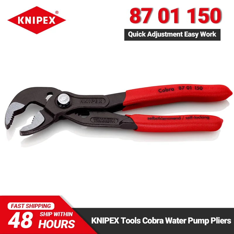 KNIPEX Cobra Water Pump Pliers 8701125 8701150 8701180 8701250 8701300 8701400 Quick Adjustment Easy Operation