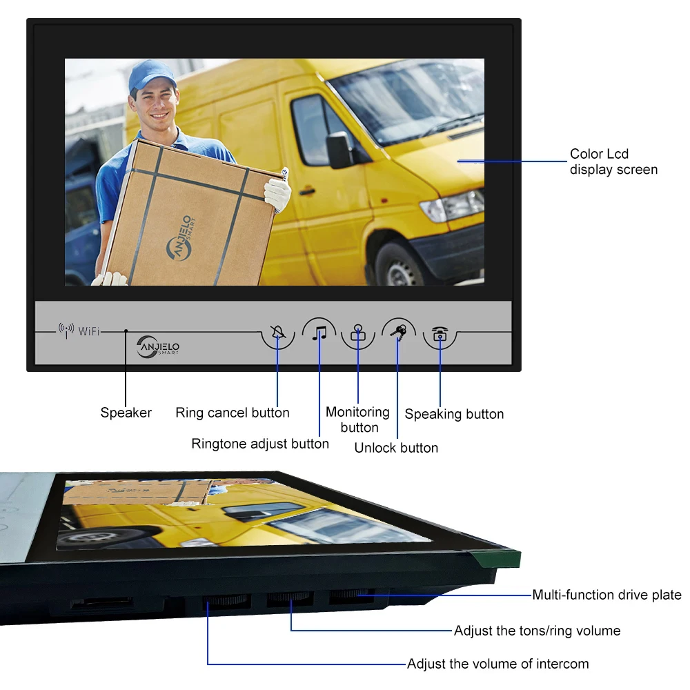 Anjielosmart 9 Inch Tuya Video Intercom System Smart Home Tuya Video Doorphone Apartment Doorbell Wifi Video Intercom For Home