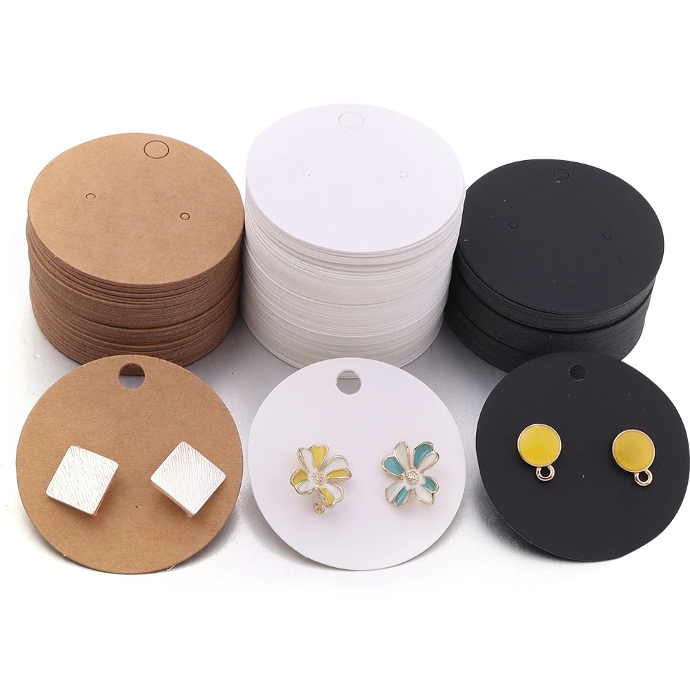 

50 шт./лот, карты для демонстрации сережек, 5x5 см, круглые пустые бумажные серьги-гвоздики, упаковка, картонный держатель для ювелирных изделий, подвесная этикетка, бирка, карта