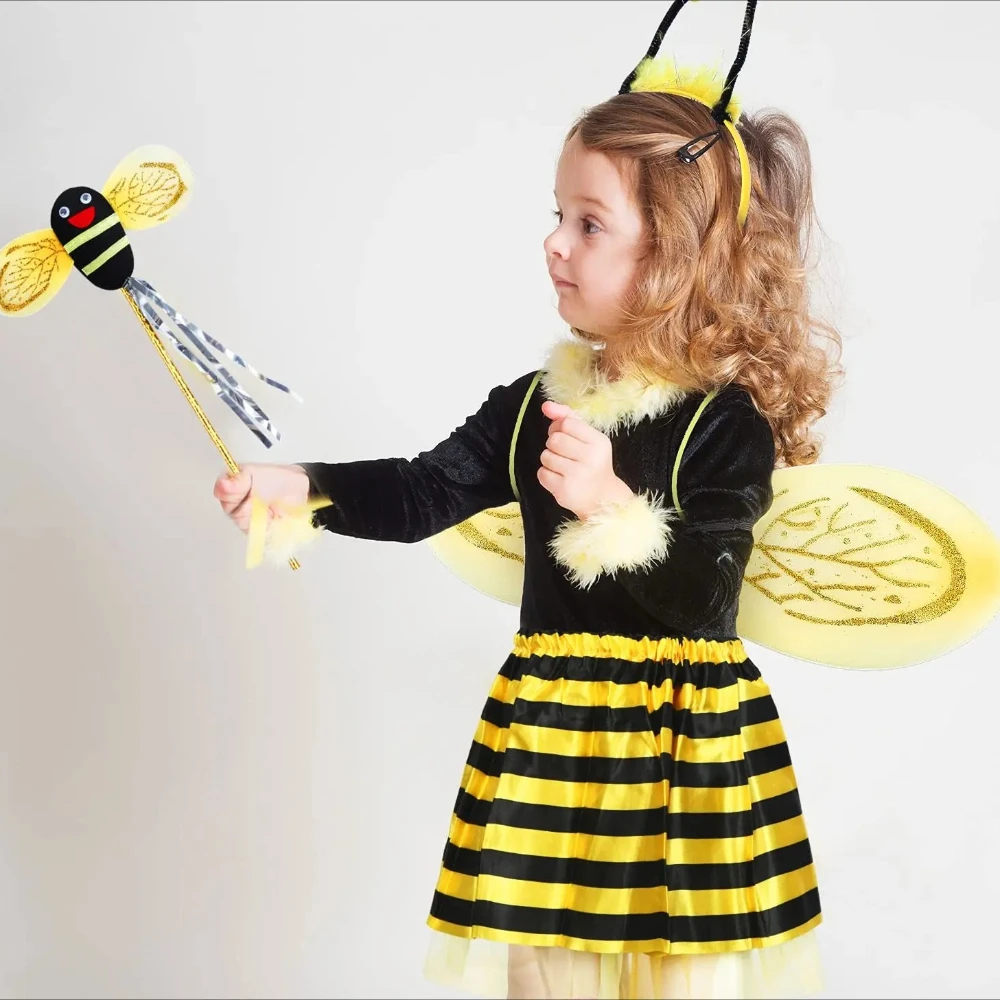 Accessoires de Costume de Cosplay d'abeille, bandeaux de fée jaune, ailes baguette d'abeille, accessoires de fête d'anniversaire d'halloween, cadeaux de noël, 2025
