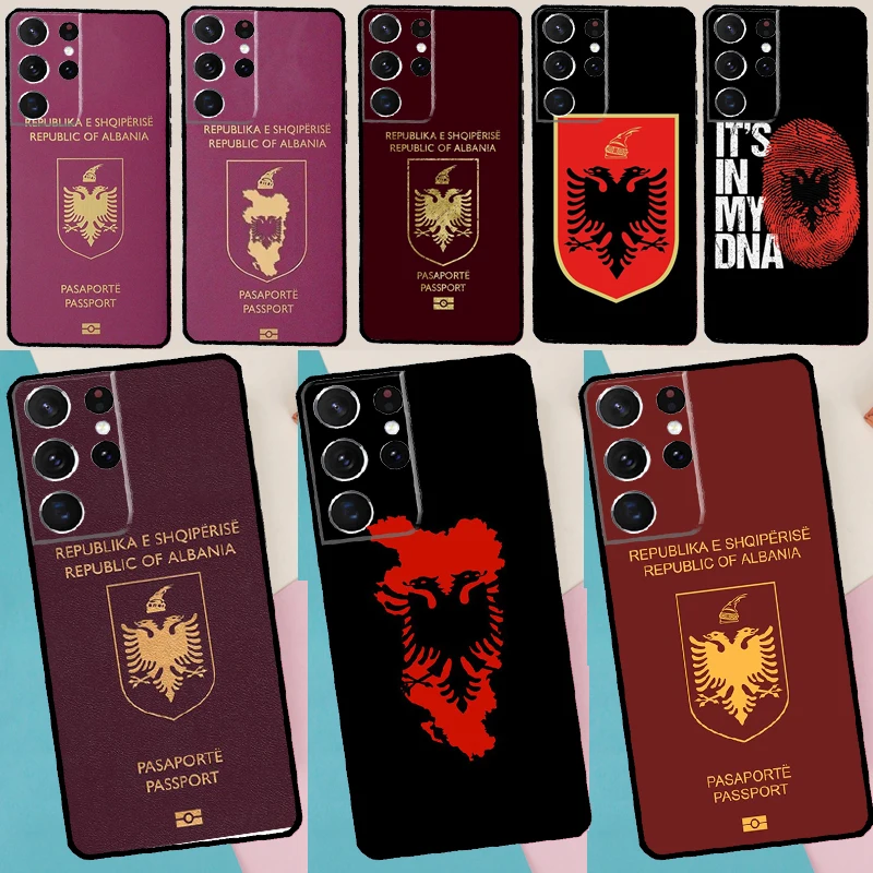 Albania Passport Case For Samsung Galaxy S26 Ultra S25 S24 S22 S21 S23 Ultra Plus S10 S20 S25 FE Cover Coque