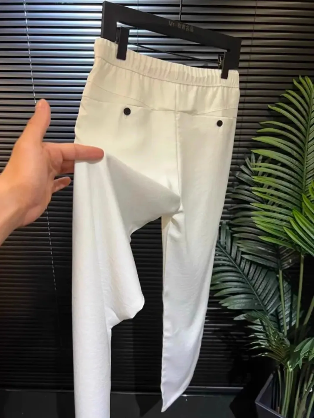 

Модные универсальные мужские повседневные брюки L888: Новинка Весна-Осень, умные деловые брюки высокого качества, зауженный крой, с манжетами