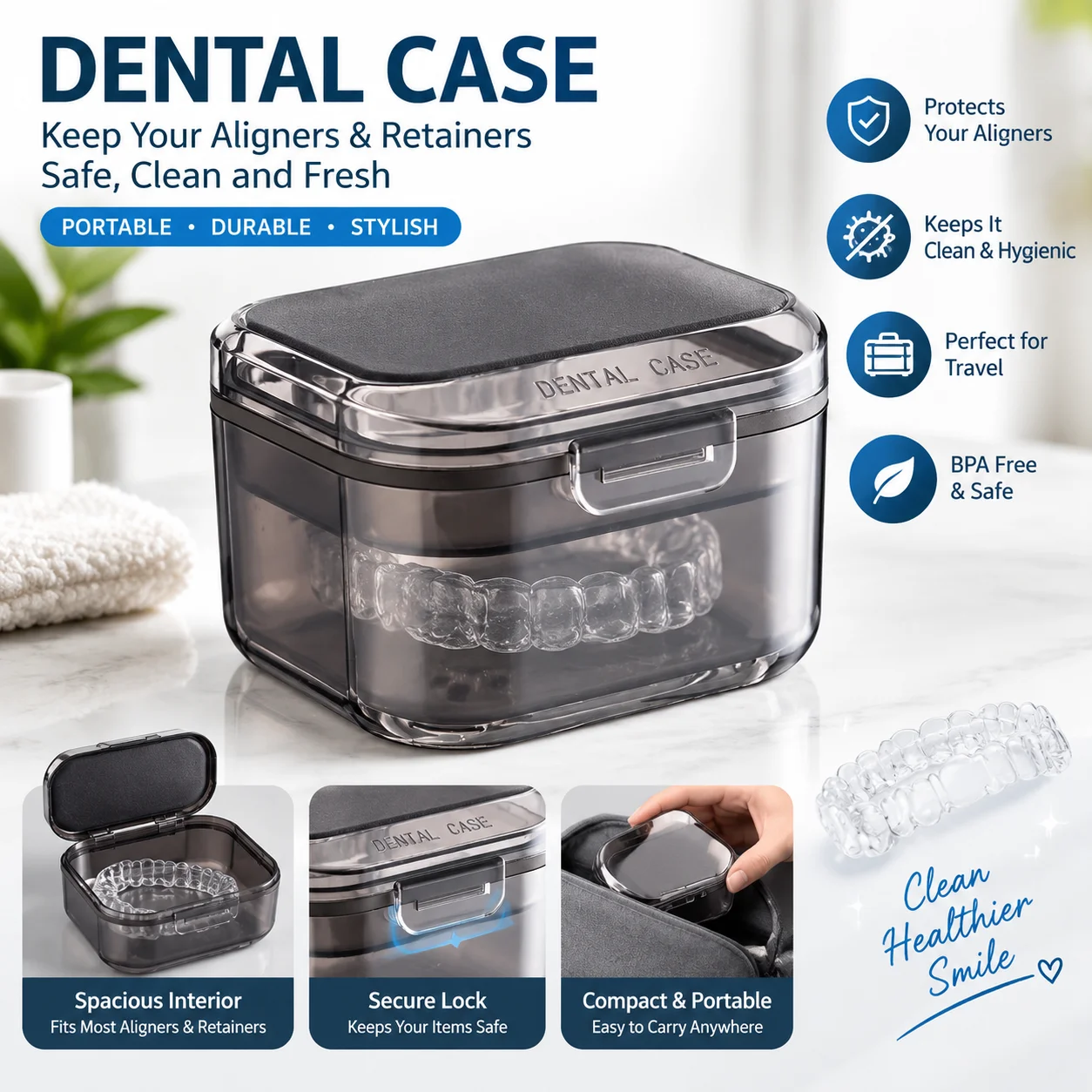 Retainer Case Portable Cleaning Box Double Layer Drainage Basket Denture Storage Container Orthodontic Aligner Holder Travel