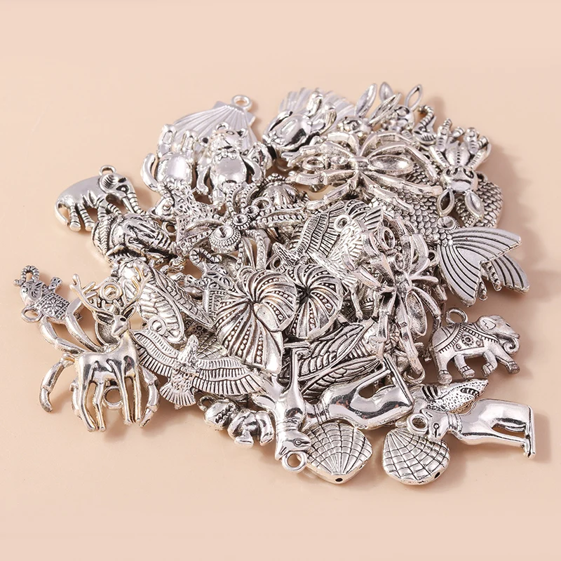 Leslie 10 Stück silberfarbene Metall-Tier-Anhänger, Legierung, Eule, Hund, Spinne, Elefant, Charms, DIY-Schmuckherstellung, Halsketten, Armband, Basteln – Detail 6