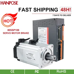 ac Servo Motor With Brake 80SSP100 5.4A 3.3N.m  ASD2100 Servo Drive AC200-240V+3M Encoder Cable 3000rmp Servo Motor Kit 1000W