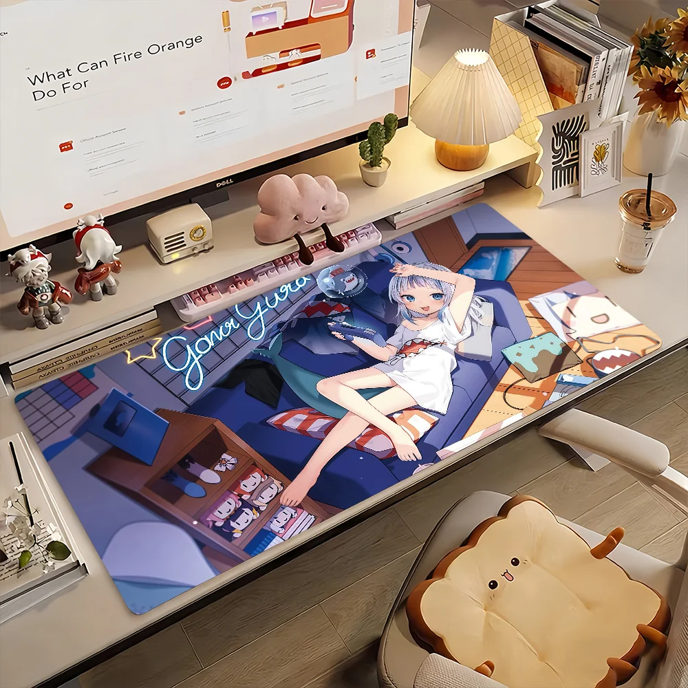 

Anime Gawr Gura Mouse Pad Non-slip Rubber Computer Mat Gamer Balance Decoracion Deskmat Laptop Office Large