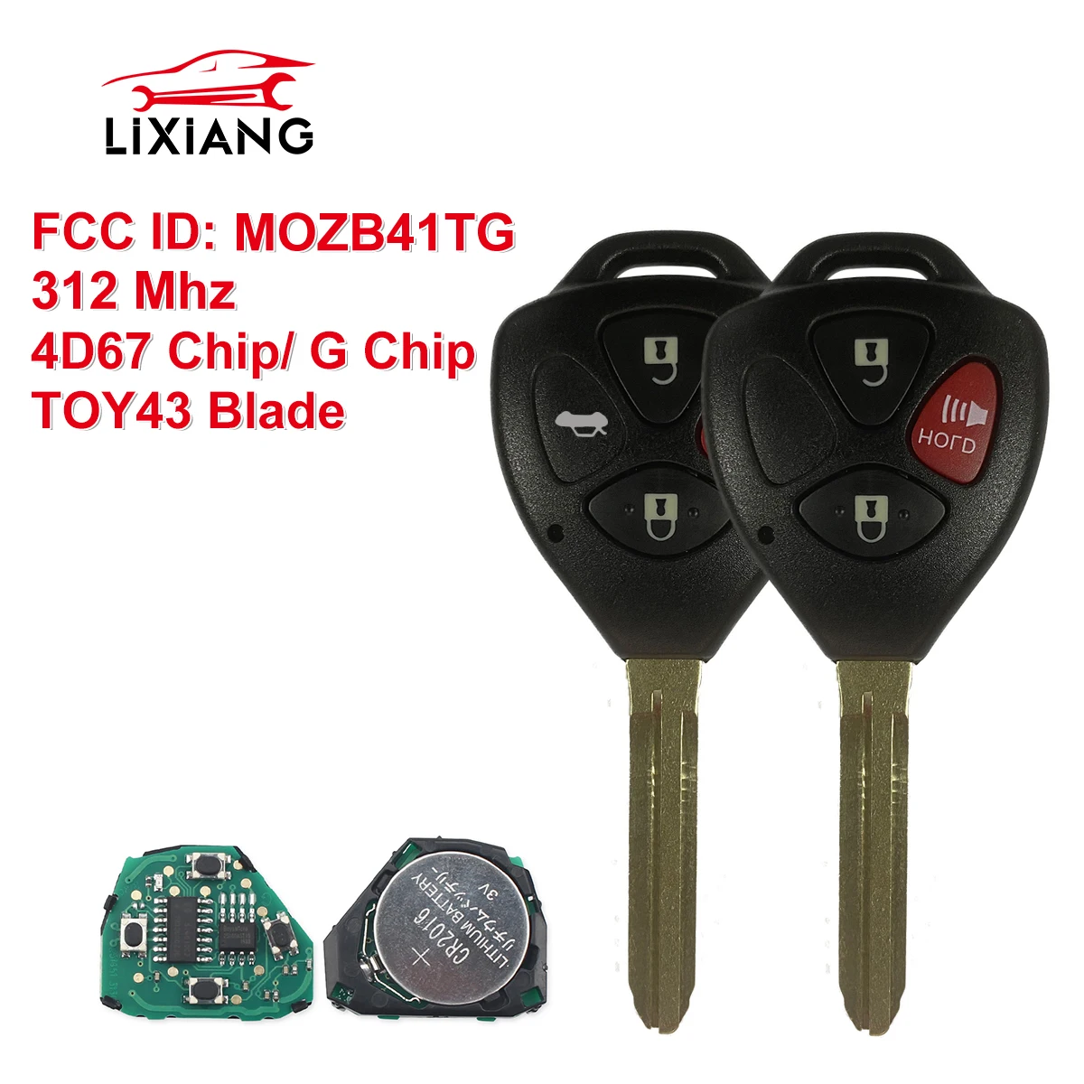 

LIXiang For Toyota Scion Yaris 2005-2010 3 Buttons 312MHz With 4D67-G Chip MOZB41TG Remote Car Key Toy43