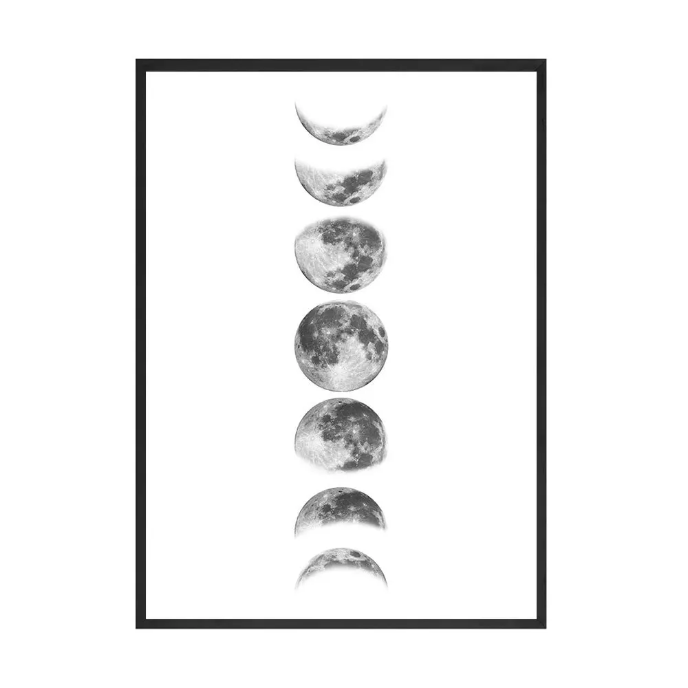 

Stylish Black White Feather Moon Modern Minimalist Unframed Canvas Painting Posters For Living Room Bedroom Home Wall Art Decor