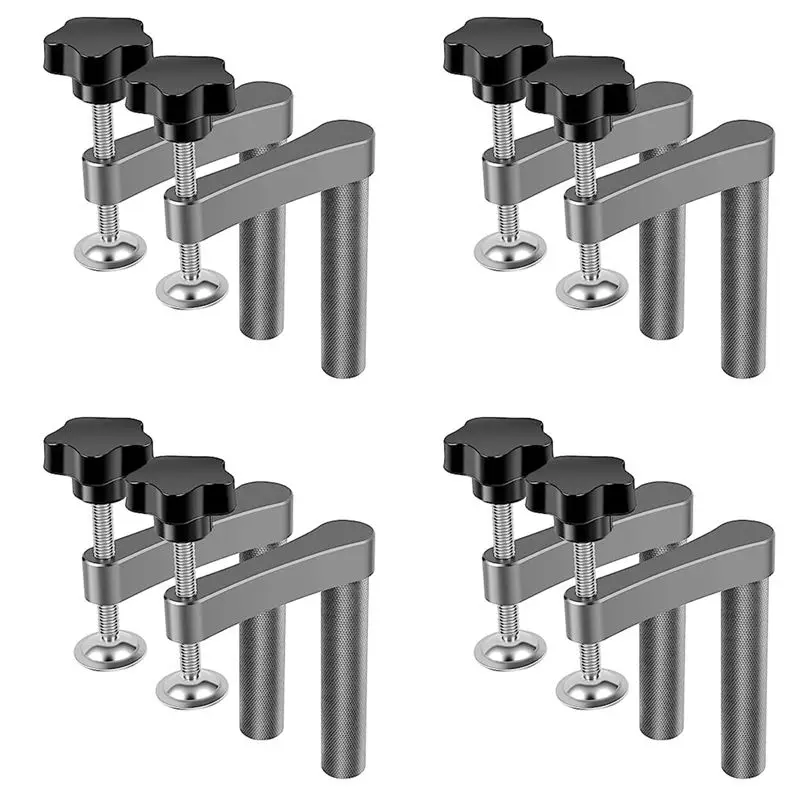 DT19-8Pcs Bench Dog Clamp Stainless Steel Dog Hole Clamp Adjustable Bench Desktop Clip For Woodworking (20Mm/0.79Inch)