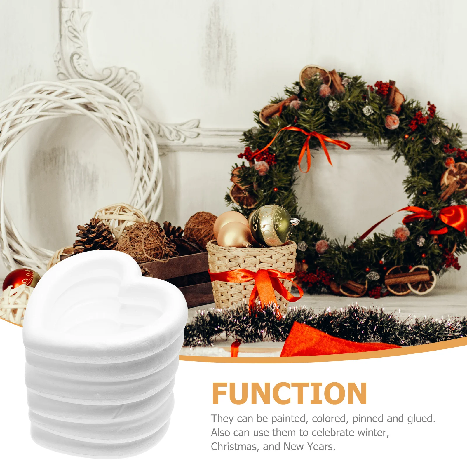 

6Pcs Heart Shaped Craft Rings DIY Circle Garland Hanging Decor for Christmas New Year Party Craft Circle Ring Model