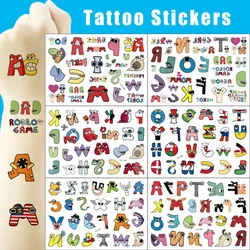 Alphabet Lore Tattoo Stickers for Children Party Tattoo Sticker Decoration Washable Anime Water Transfer Sticker Ornaments Gift