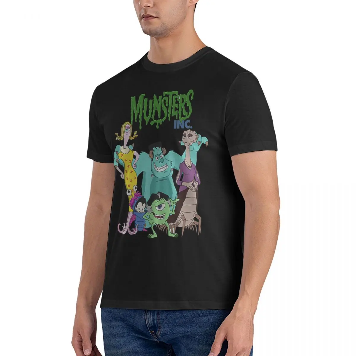 Disney Monsters University Film Camisetas para adultos, tops com gola redonda, algodão puro, casual, manga curta, essencial, Monsters Inc