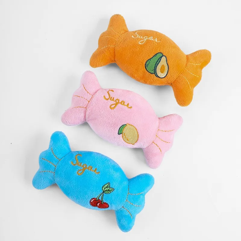 Pet Plush Toy Accompanied By A Cartoon Candy Shape Molar Tooth Guard Toy Soft and Elastic Does Not Hurt The Mouth Dog Toys