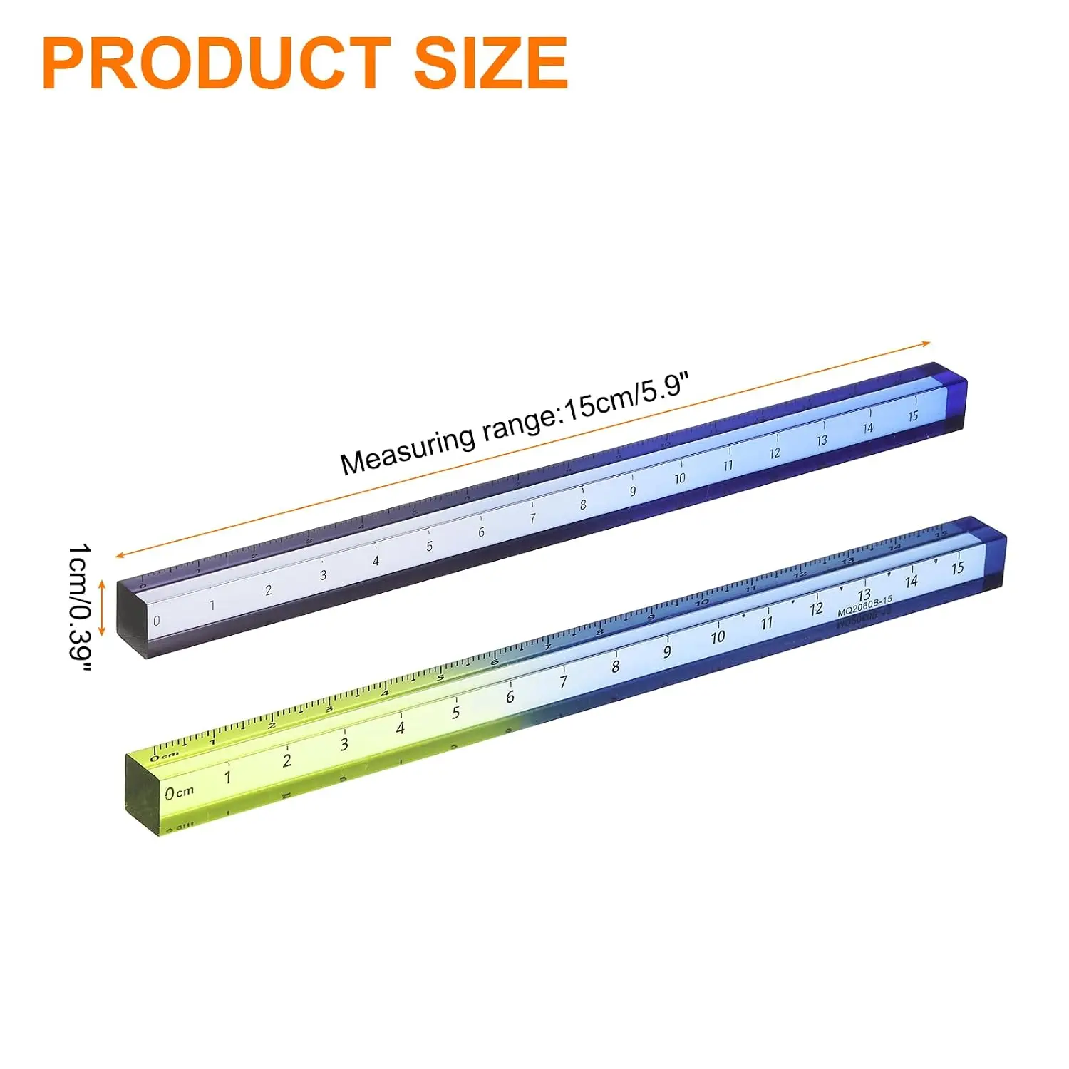 2pcs 15cm Metric Acrylic Clear Straight Rulers Transparent Gradient Three-Dimensional Plastic Ruler Square Cube Measuring Tool F