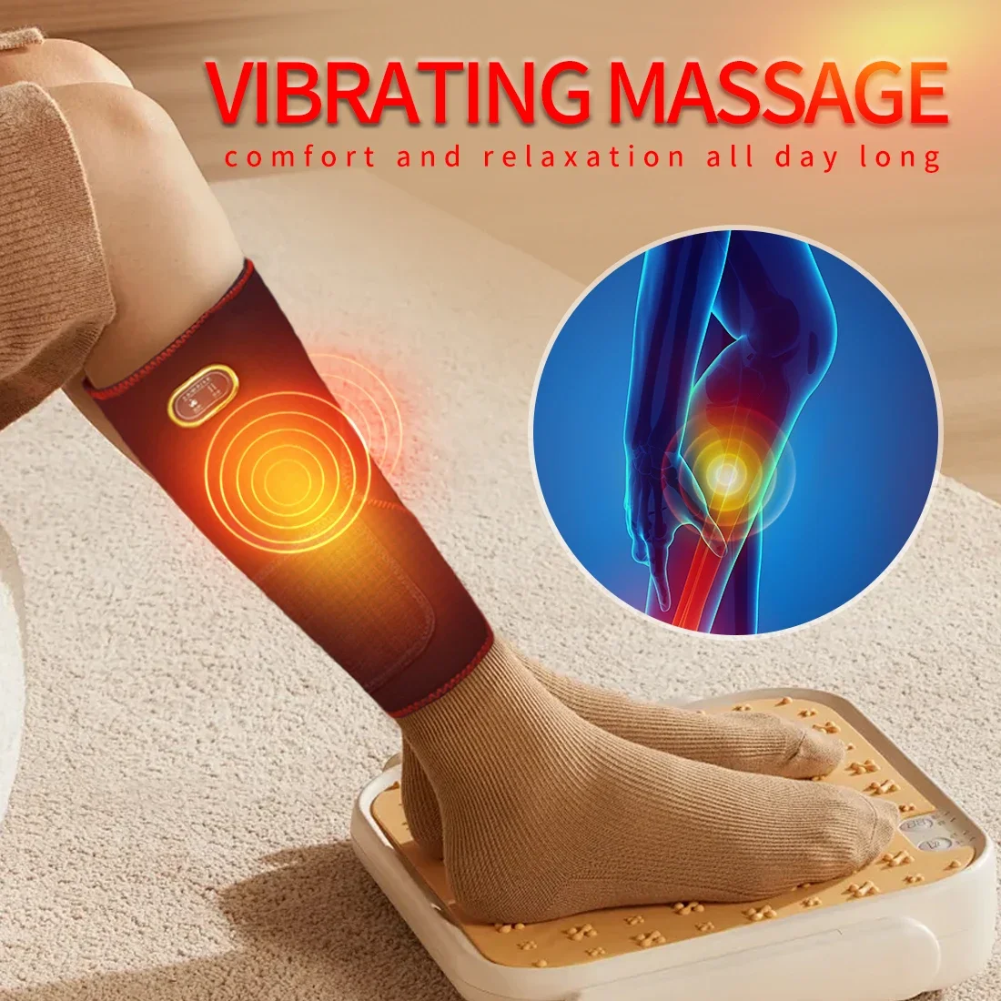 

Heated Calf Massager 3 Heating Massage Modes Adjustable Tightness Leg Stiffness Fatigue Relief Deep Muscle Relaxation Home Use